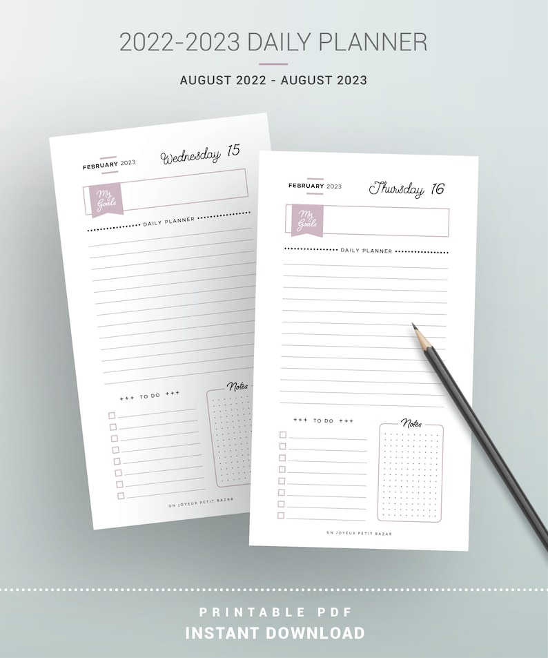 2022 2023 DAILY PLANNER PRINTABLE Refill Agenda Organiser Etsy Canada