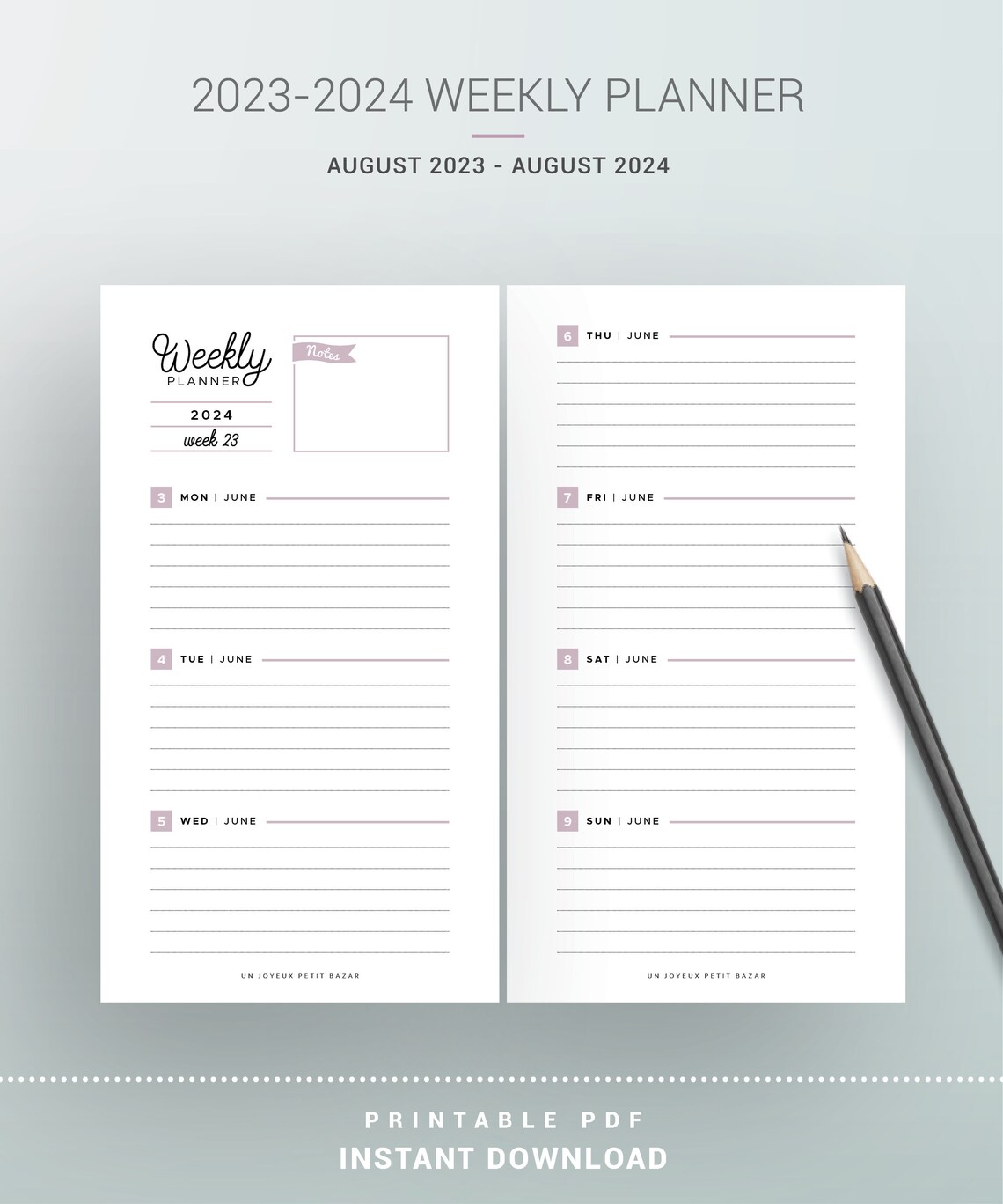 2023 2024 WEEKLY PLANNER PRINTABLE Agenda Refill 2023 Pdf Etsy
