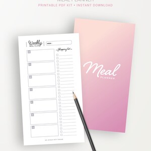 MEAL PLANNER Printable, Shopping list, recipe cards, preparation of meal, meals ideas, menus, kitchen inventory, A6 & personal size inserts image 2