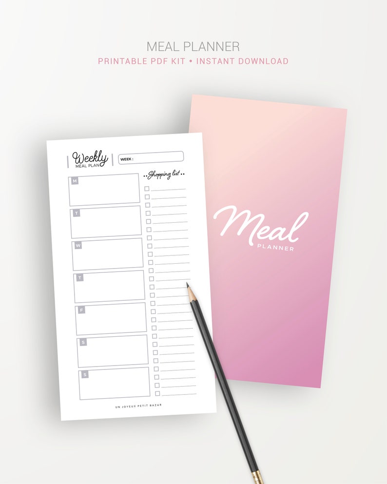 MEAL PLANNER Printable, Shopping list, recipe cards, preparation of meal, meals ideas, menus, kitchen inventory, A6 & personal size inserts image 2