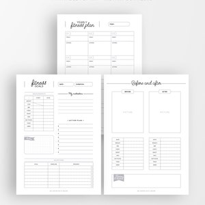 FITNESS PLANNER / Printable / fitness goals, food diary, fitness challenge, monthly and weekly follow-up, measurements tracker, sport... image 2