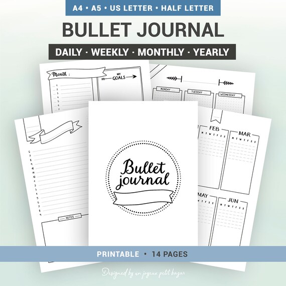 BULLET JOURNAL Printable Undated Monthly & yearly | Etsy