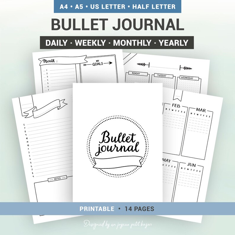 Bullet Journal Printable Undated Monthly Yearly Calendar Monthly Weekly And Daily Planner Pages A5 A4 Us Letter Half Letter Bullet Journal Printable Undated Monthly Yearly Calendar Monthly Weekly And Daily Planner Pages A5 A4 Us Letter Half Letter