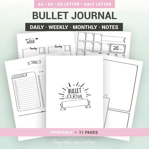 bullet journal printable undated monthly calendar etsy