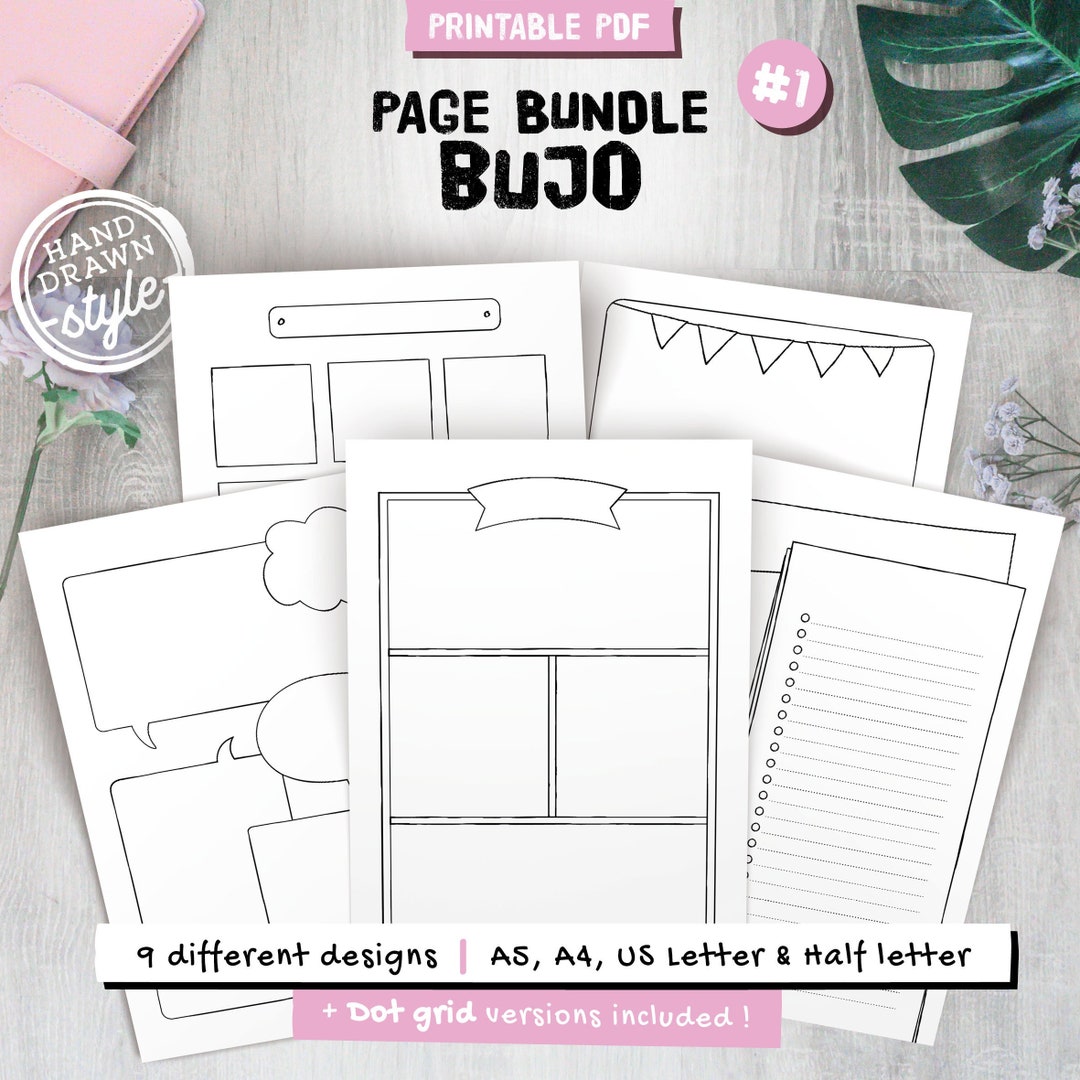 Bujo Templates Printable Bujo Pages Dotted Grid and Blank Etsy Australia