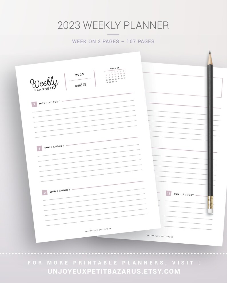 2023 WEEKLY PLANNER PRINTABLE Agenda Refill Pdf Diary Etsy