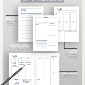 Puede incluir: Una plantilla de planificador y horario semanal imprimible con fondo gris. La plantilla incluye un horario semanal, un plan semanal y un planificador semanal. La plantilla no est&aacute; fechada y se puede utilizar para cualquier semana del a&ntilde;o.