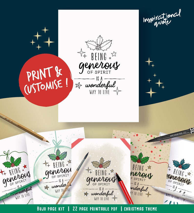 Printable pages for illustrated planner, Christmas & winter theme, undated planner pages, hand drawn style, page templates, A4, A5, Letter image 3