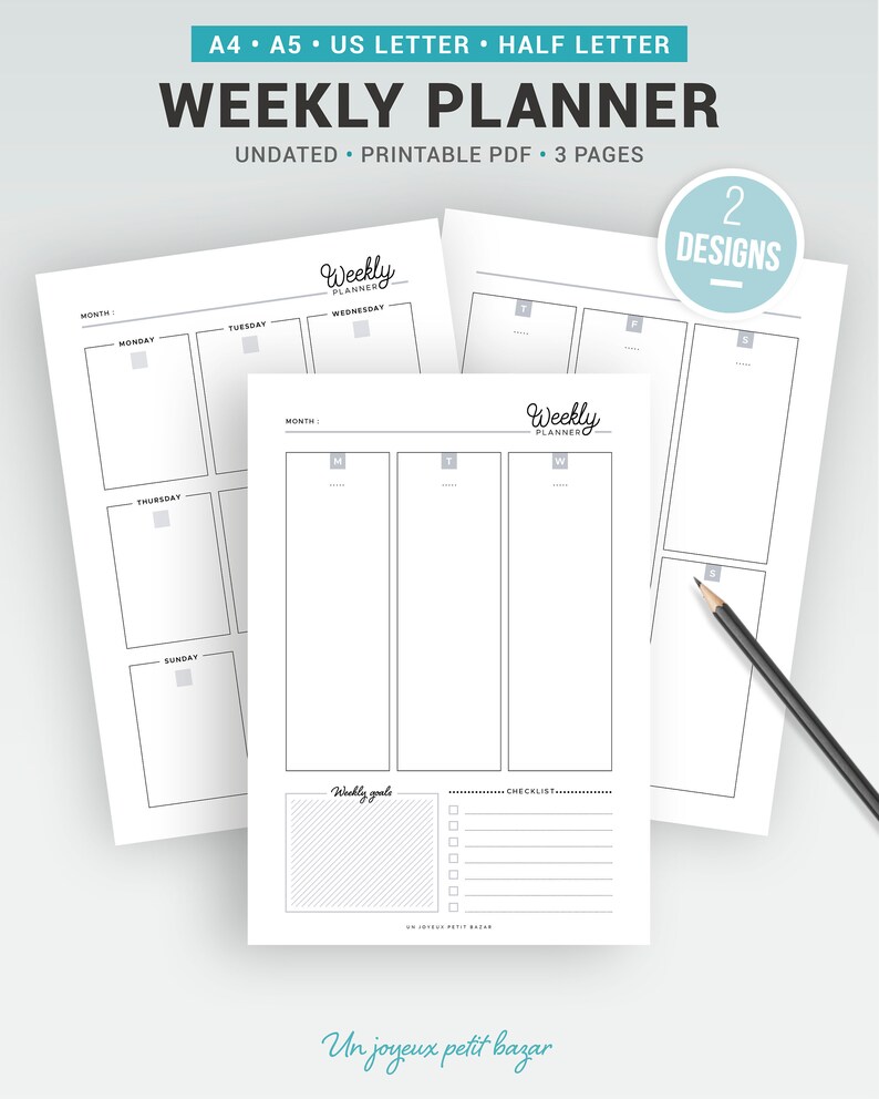 WEEKLY PLANNER PAGES / Printable / Undated Planner Pages, Blank Weekly ...