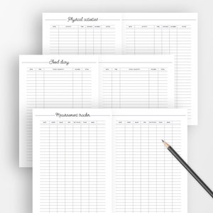 FITNESS PLANNER / Printable / fitness goals, food diary, fitness challenge, monthly and weekly follow-up, measurements tracker, sport... image 8