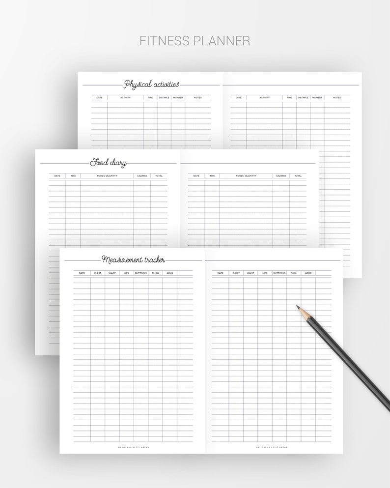 FITNESS PLANNER / Printable / fitness goals, food diary, fitness challenge, monthly and weekly follow-up, measurements tracker, sport... image 8