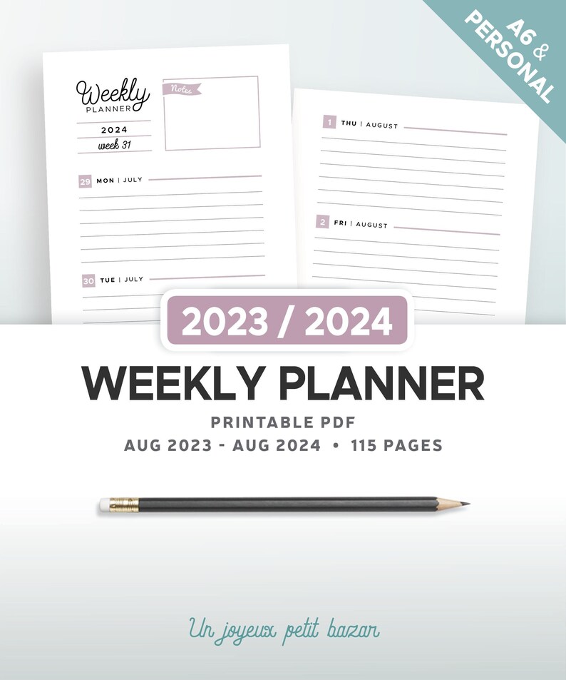 2023 2024 WEEKLY PLANNER PRINTABLE Agenda Refill 2023 Pdf Etsy