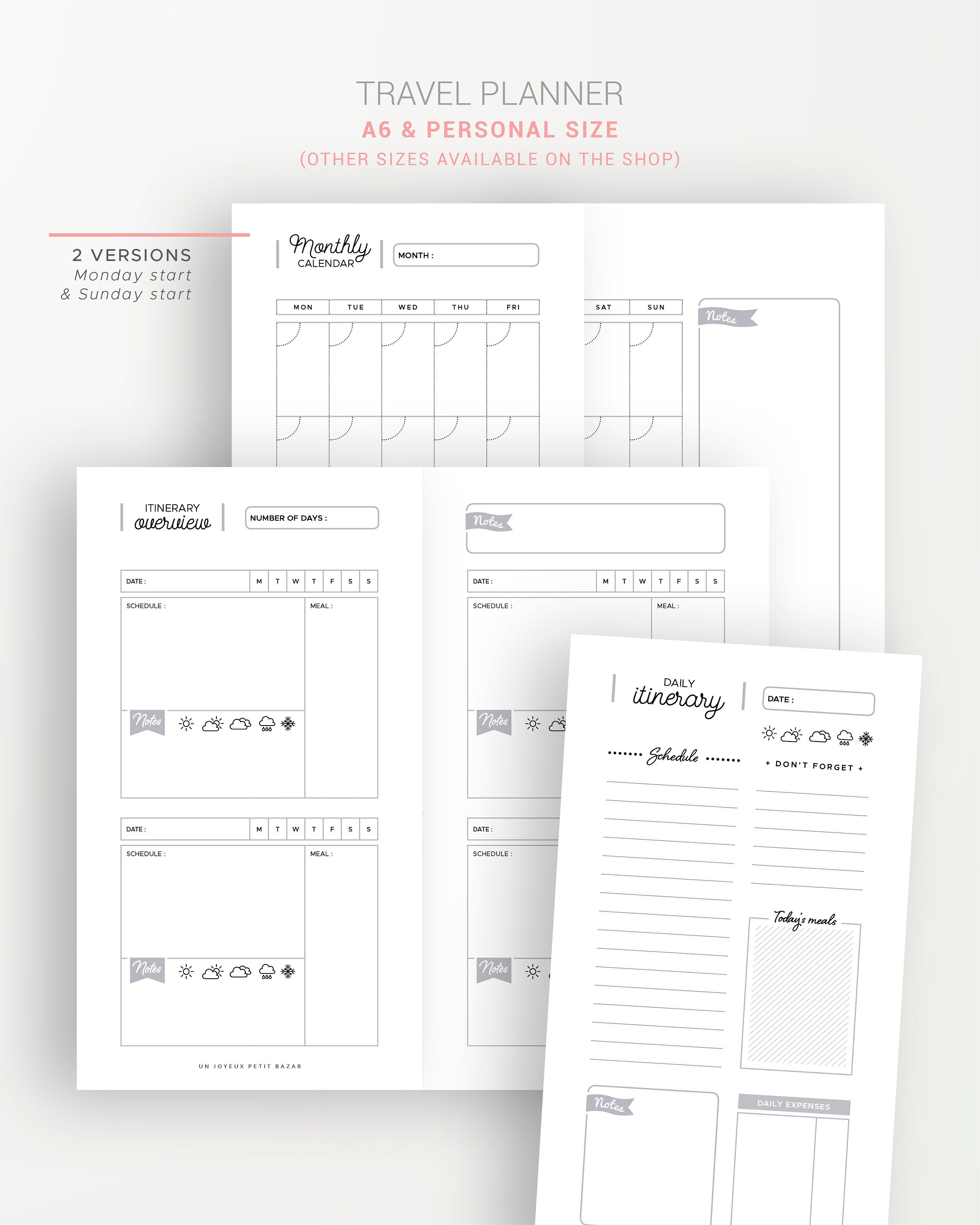 TRAVEL PLANNER Printable, Vacation Planner Kit, Travel Journal, Trip ...