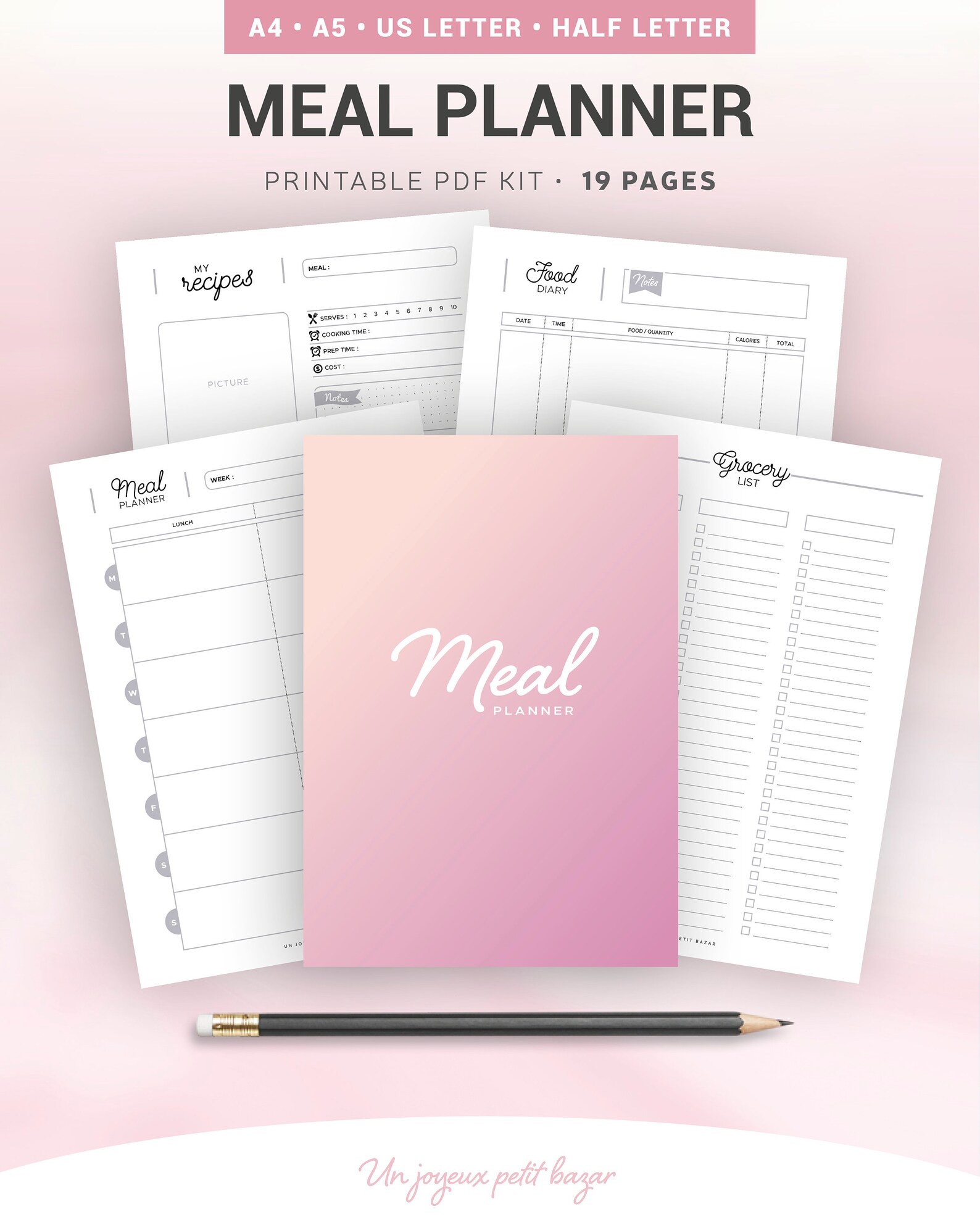 MEAL PLANNER Printable Shopping List Recipe Preparation | Etsy