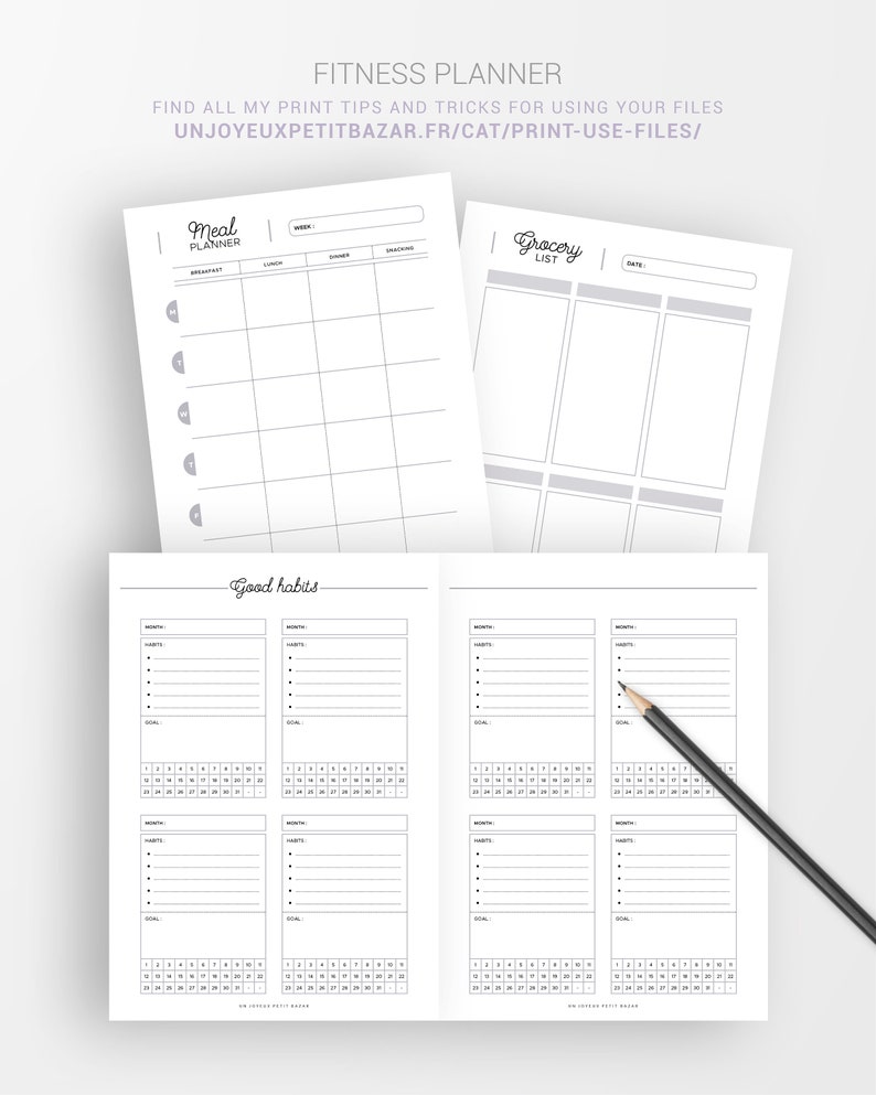 FITNESS PLANNER / Printable / fitness goals, food diary, fitness challenge, monthly and weekly follow-up, measurements tracker, sport... image 7