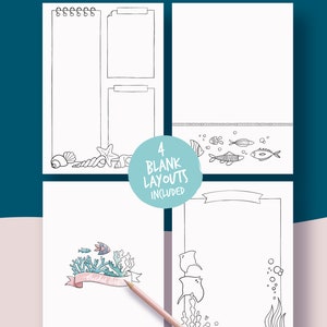 Printable Pages for Illustrated Planner, Coloring Marine Theme, Undated ...