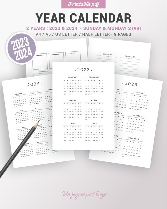 Un Calendar 2023 2023 2024 Yearly Calendar Printable Planner Insert Dated | Etsy Australia