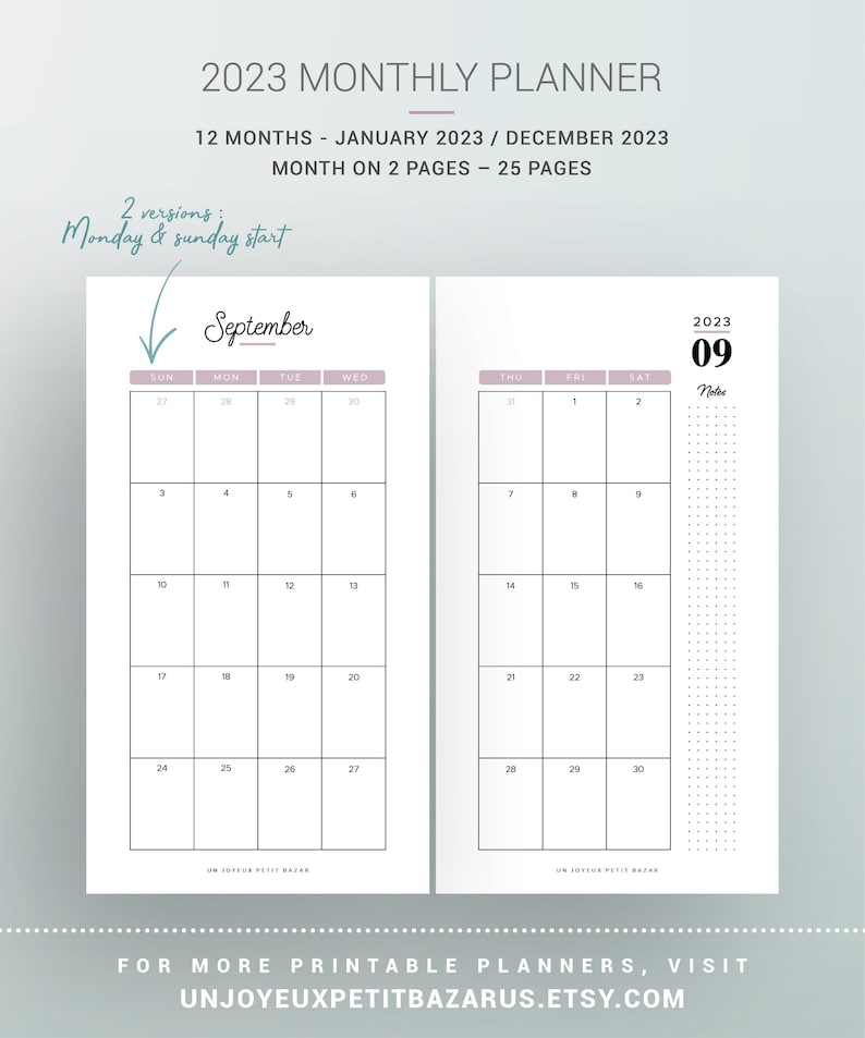 2023 WEEKLY PLANNER KIT Printable Yearly Calendar Monthly - Etsy