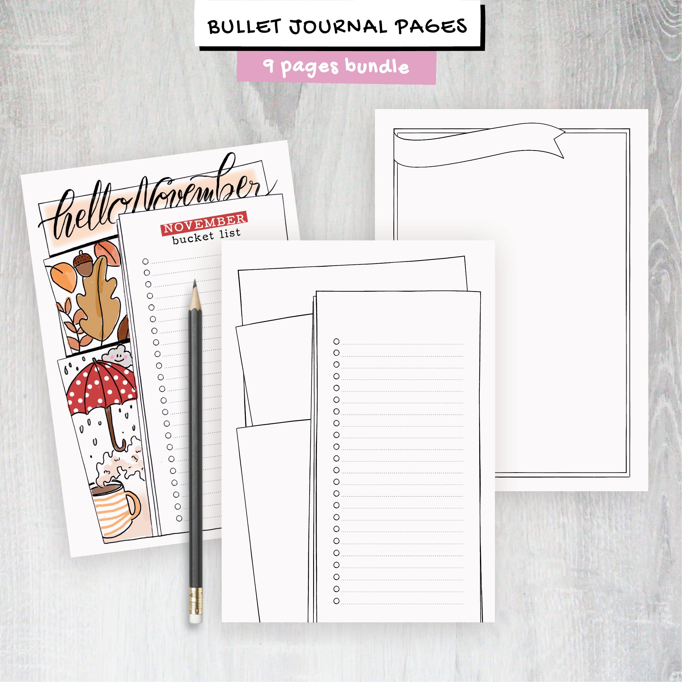 Printable Page Example Illustrated Printable Pages, Page Templates for Bullet, Dotted Grid and ...