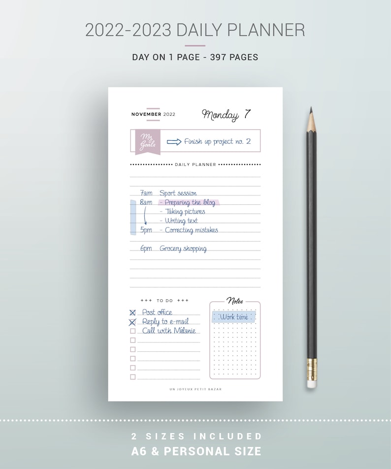 2022 2023 DAILY PLANNER PRINTABLE Refill Agenda Organiser Etsy Canada