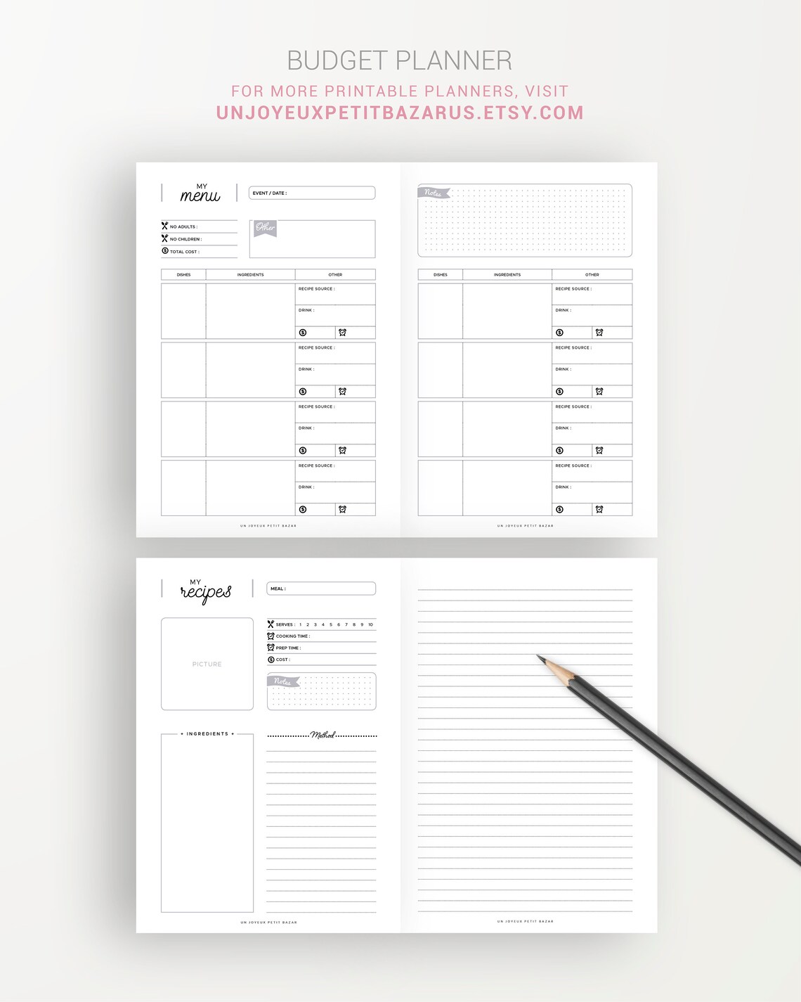 MEAL PLANNER Printable Shopping List Recipe Preparation | Etsy