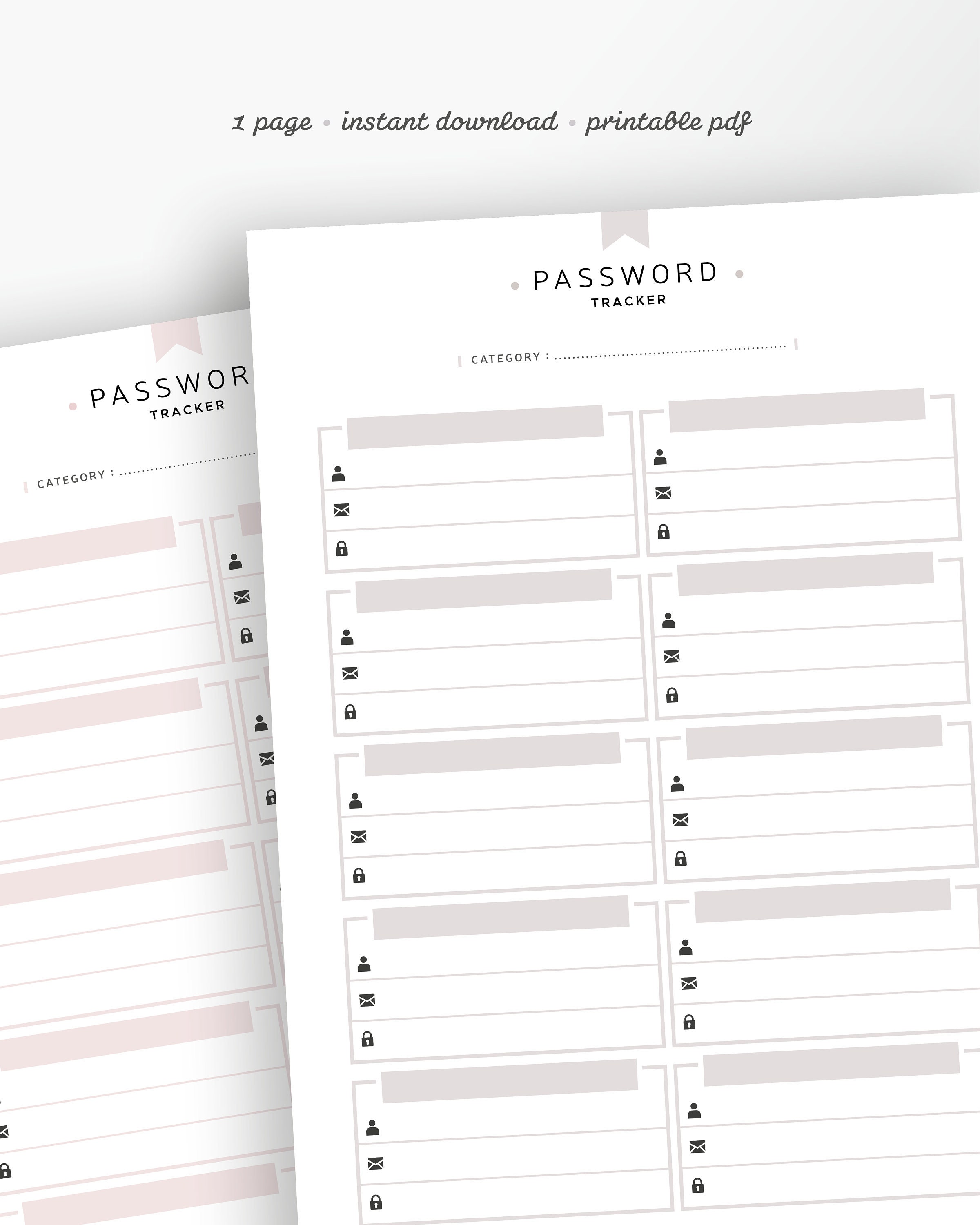 Password Tracker Printable, Fillable PDF Insert, Account Information ...