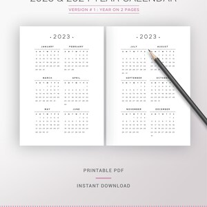 2023 2024 Yearly Calendar Printable Planner Insert Dated - Etsy 2023 2024 Yearly Calendar Printable Planner Insert Dated - Etsy