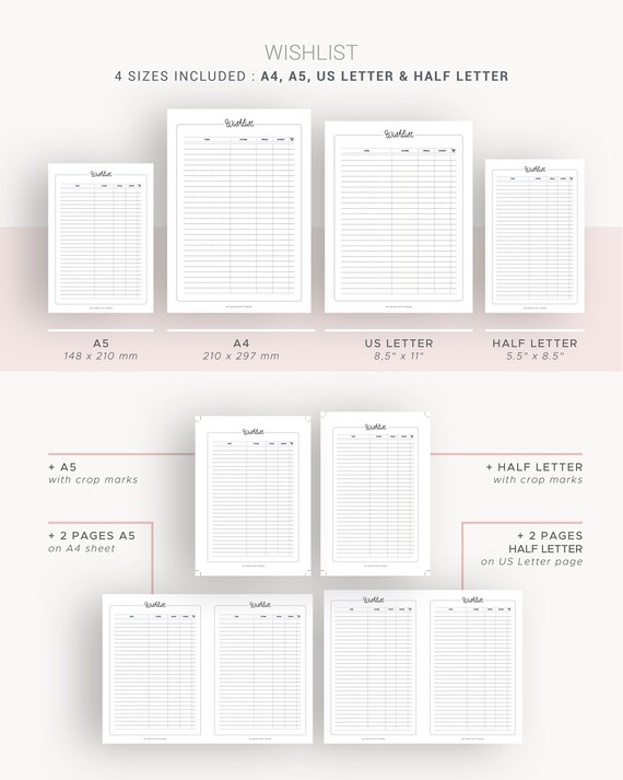 Wishlist Printable Birthday Wishlist Chrismas Wishlist Etsy