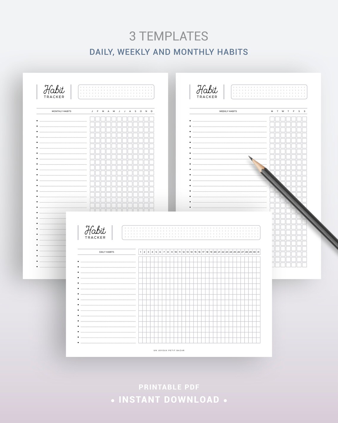 HABIT TRACKER / PRINTABLE : Daily Habits, Weekly Habits, Monthly Habits ...