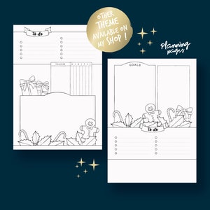 Printable pages for illustrated planner, Christmas & winter theme, undated planner pages, hand drawn style, page templates, A4, A5, Letter image 9