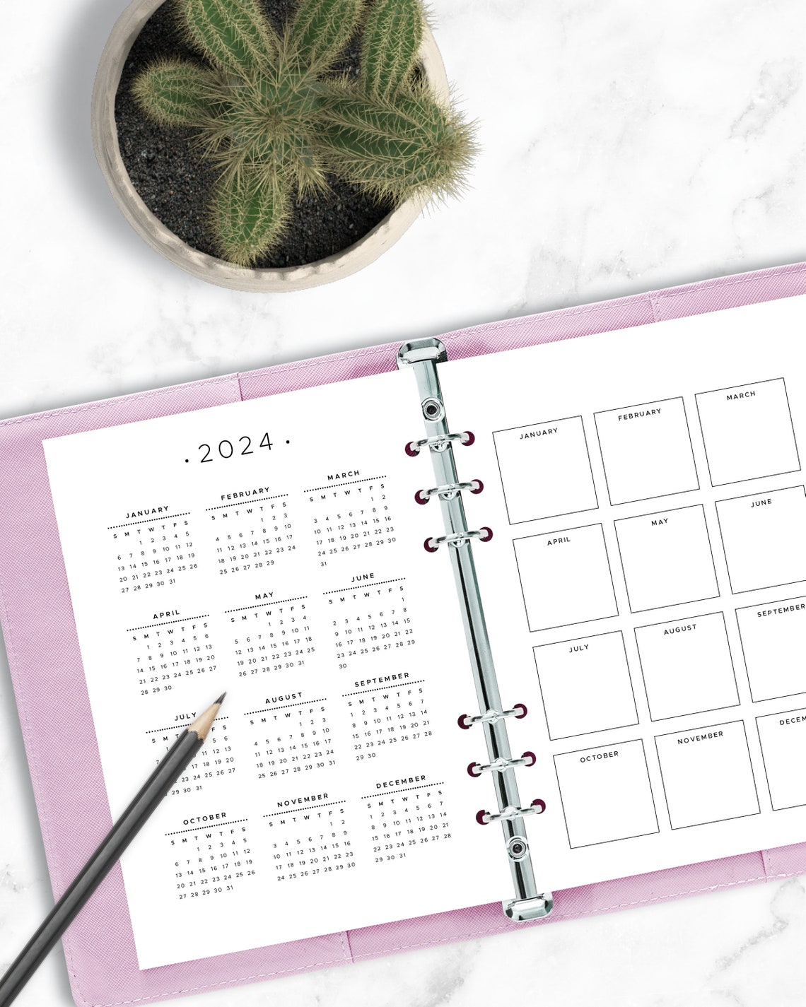 2023 2024 Yearly calendar printable planner insert dated | Etsy