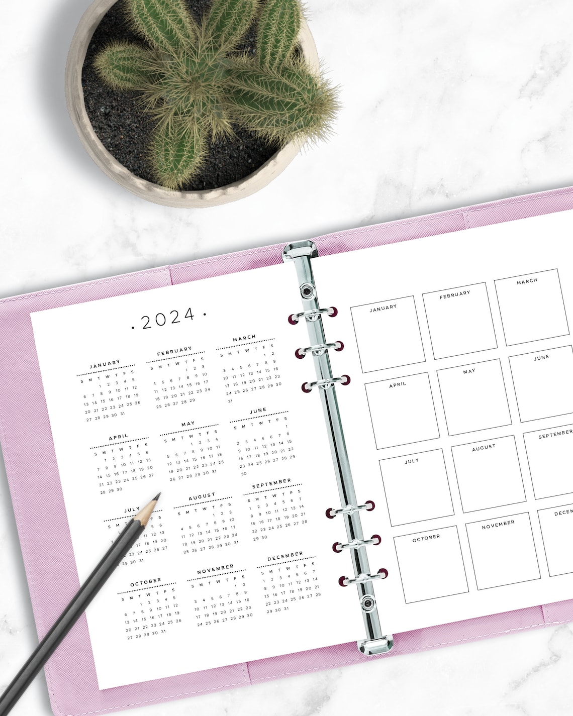 2023 2024 Yearly calendar printable planner insert dated | Etsy