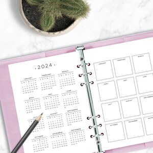 2023 2024 Yearly Calendar Printable Planner Insert Dated - Etsy