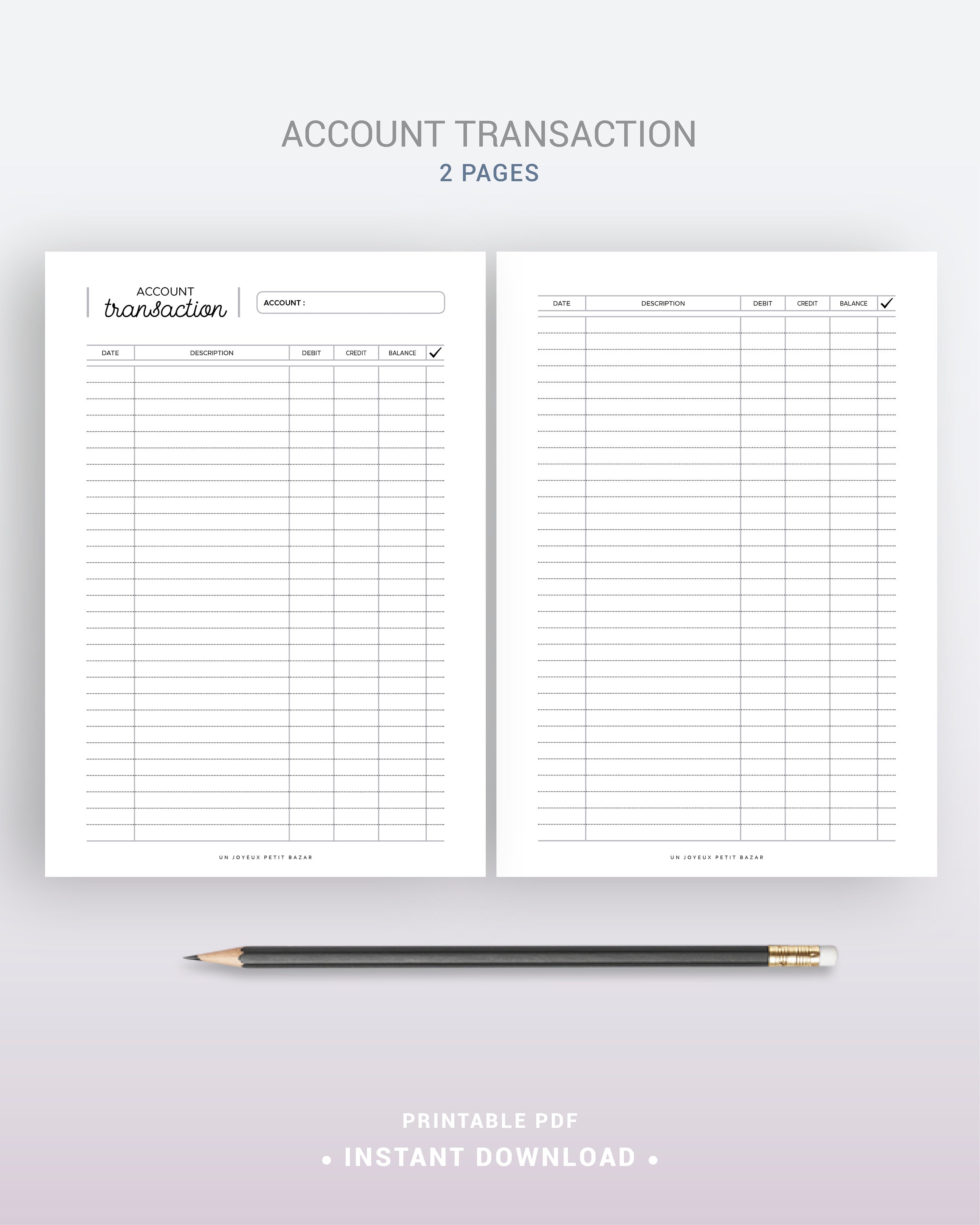 Budget Transaction Sheet.pdf ACCOUNT TRANSACTION, Printable, Income & Expense Tracker, Budget ...