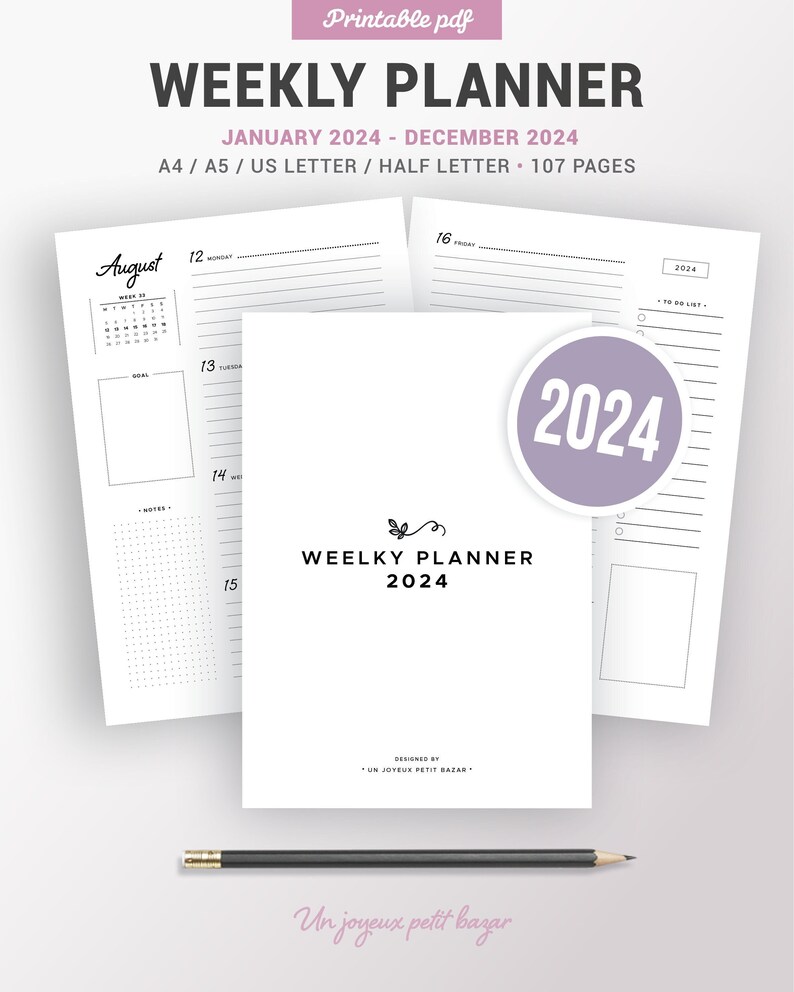2024 WEEKLY PLANNER PRINTABLE Agenda Refill Pdf Diary Etsy Australia
