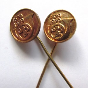Rare Vintage Lot/Set 2 pcs.Bulgarian Small Jubilee badge, pin - BULGARIAN POST 1879-1979&#39;s