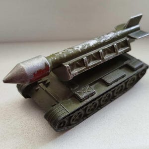 Rare Old Vintage Handmade Soviet/USSR Metal Toy/Model - Rocket Launcher/Tank 1970&#39;s