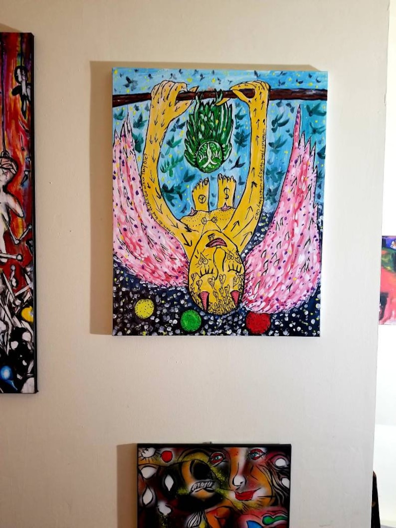 housewarming psychedelic art gift contemporary painting folk art gifts expressionist paintings I am the night....celestial paintings