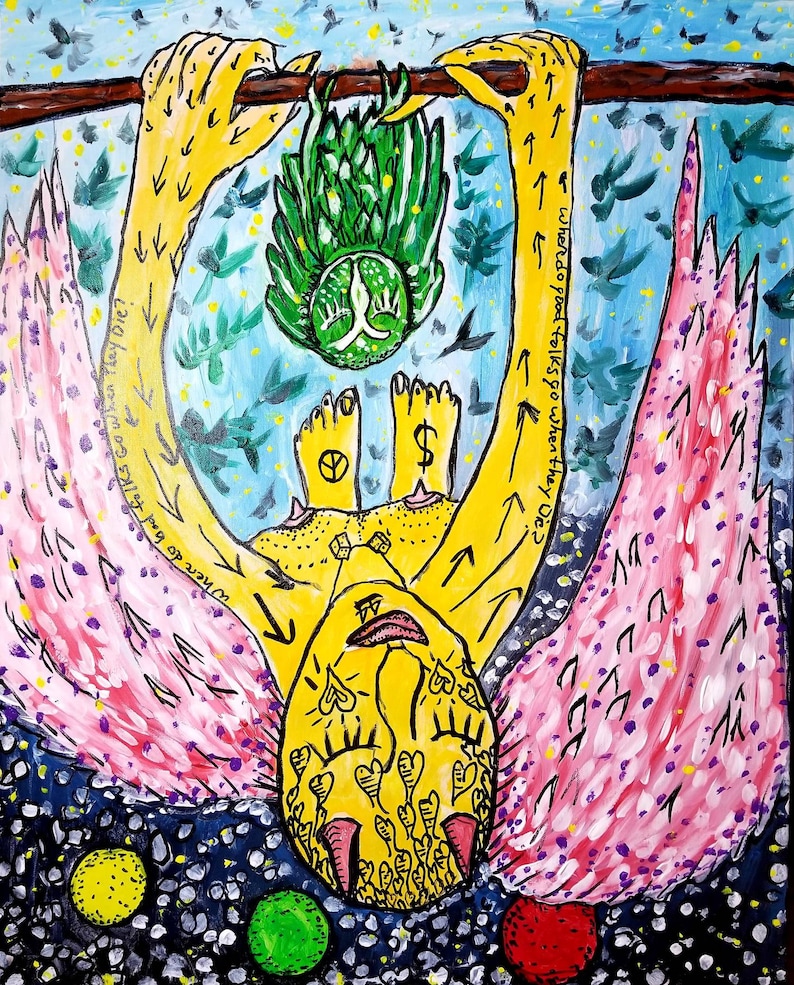 housewarming psychedelic art gift contemporary painting folk art gifts expressionist paintings I am the night....celestial paintings