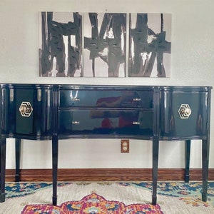 CUSTOMIZABLE Paint or Stain this Curvy Vintage Serpentine Buffet/Credenza/Sideboard
