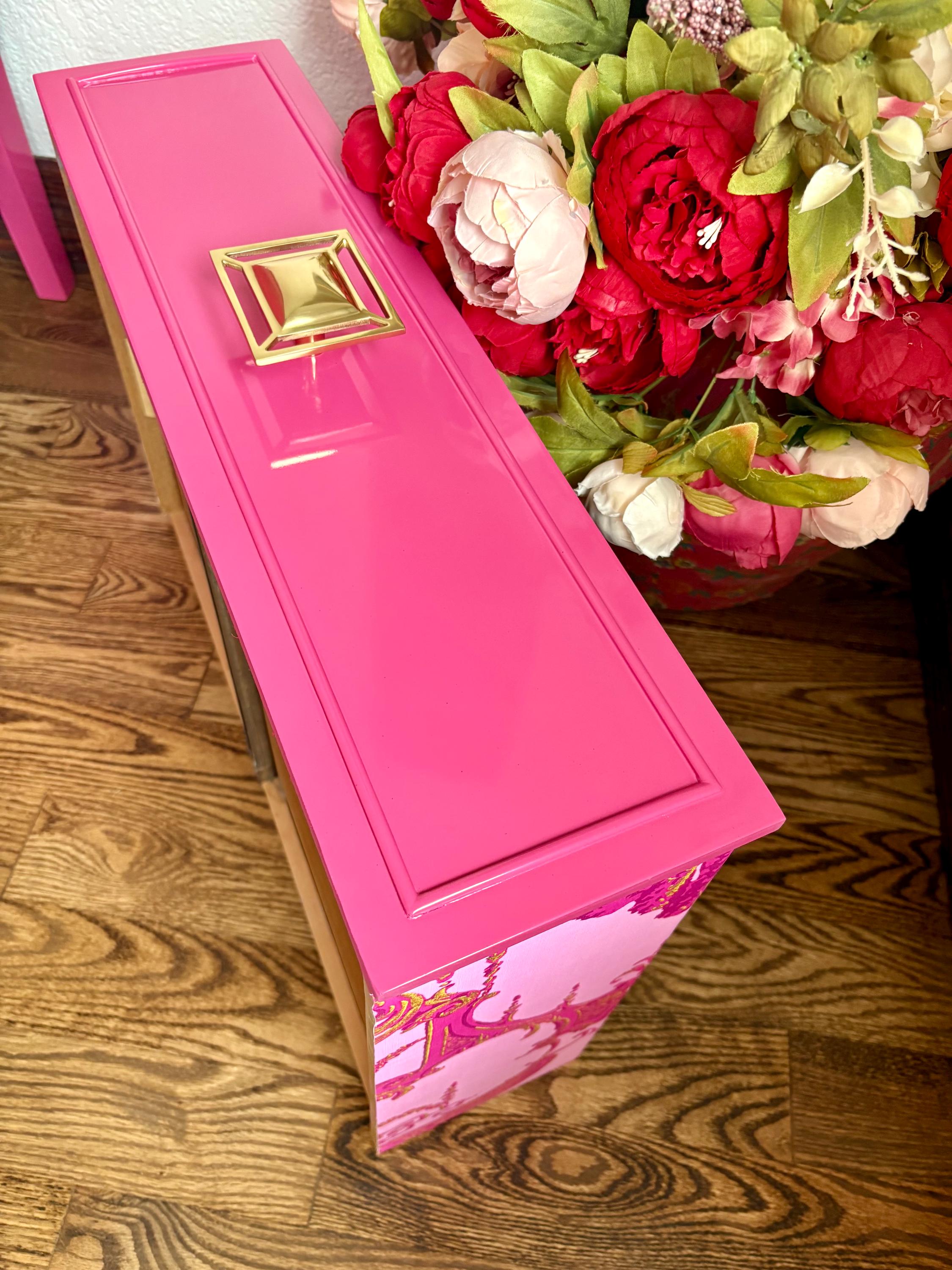 Hot Pink Henry Link Faux Bamboo 6 Drawer Dresser/buffet/credenza