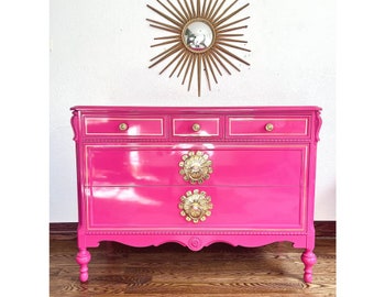 Vintage High Gloss Pink Dresser/Buffet/Credenza by Northern Furniture Co.