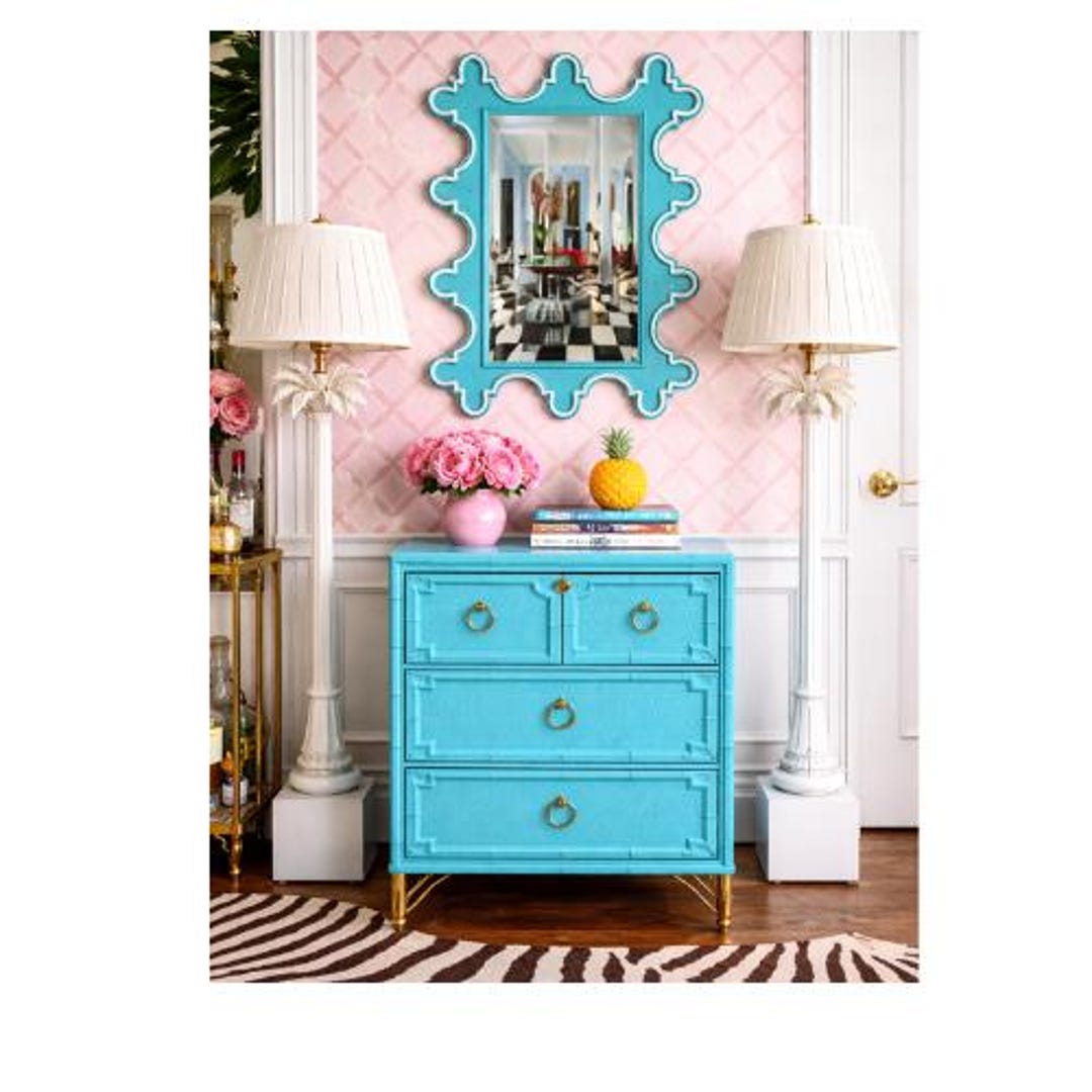 High Gloss Vintage Drexel Kensington Faux Bamboo 3 Drawer Small