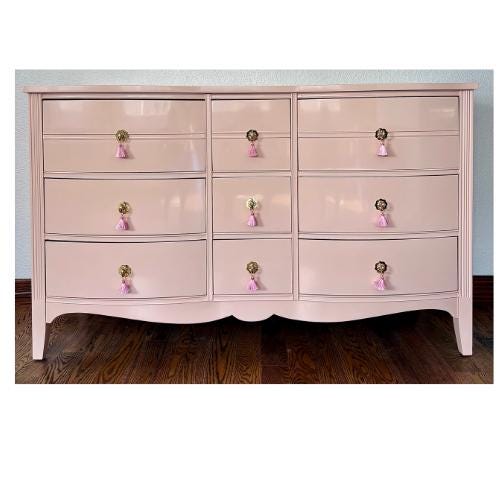 Dixie High Gloss Pink Vintage Dixie Style 9 Drawer Serpentine Dresser/credenza/buffet/entryway  Table/console for Clothing, Crafts - Etsy