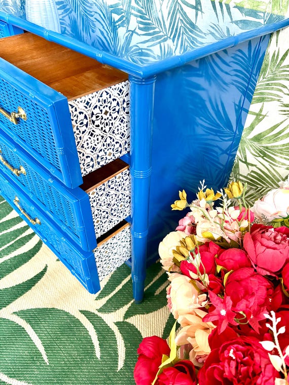 blue bamboo dresser SOLD: Light Blue Thomasville Bamboo Dresser
