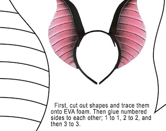 Molde imprimível para fantasia de orelhas de morcego - padrão para cosplay - artesanato de Halloween