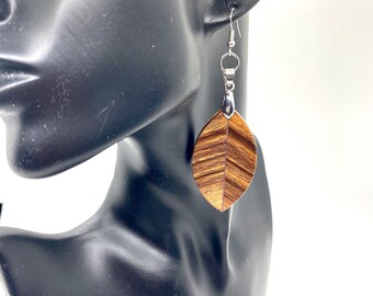 Bolivian Rosewood Leaf Earrings