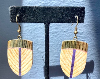 Handmade Feather Shaped Wooden Earrings