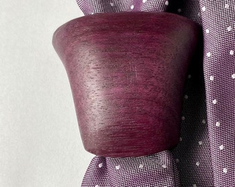 Men's Or Women's Purpleheart Wood Necktie Knot and Scarf Ring