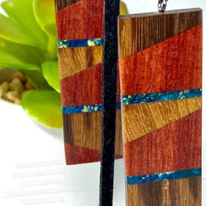 Large Rectangle Geometric Shaped Wooden Earring